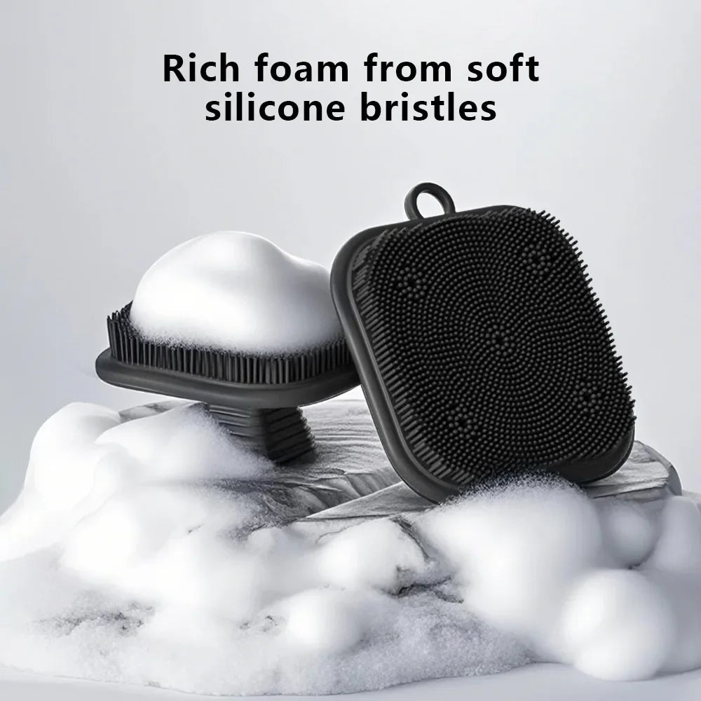 2-in-1 Men's Silicone Brush - Square Face & Beard Exfoliator, Travel-Size Deep Cleanser for Grooming Essentials