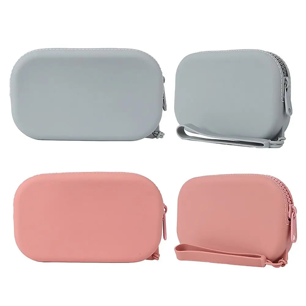 Silicone Smooth Zipper Earphone Bag Wallet Organizer Cosmetic Bag Coin Purse Women Girls