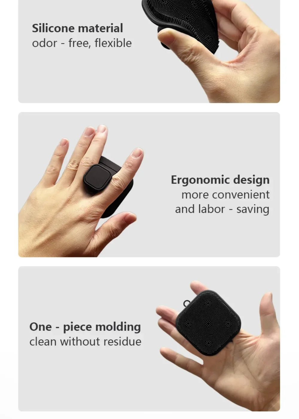 2-in-1 Men's Silicone Brush - Square Face & Beard Exfoliator, Travel-Size Deep Cleanser for Grooming Essentials