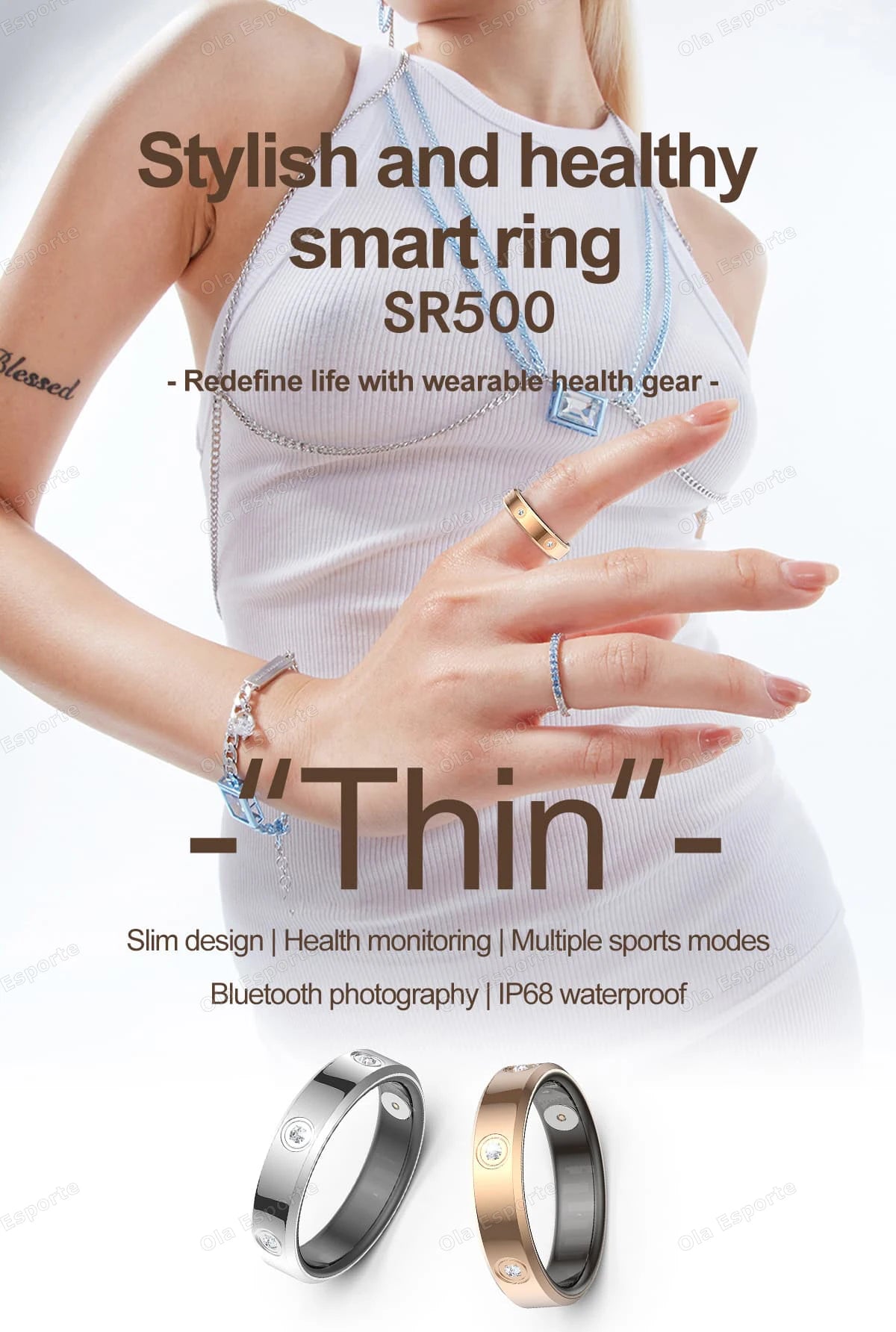 2025 स्मार्ट रिंग, महिलाओं और पुरुषों के लिए, बेहद पतली 6.3 मिमी हार्ट रेट हेल्थ स्ट्रेस मापन मॉनिटर, IP68 वाटरप्रूफ, फैशनेबल स्पोर्ट्स रिंग।