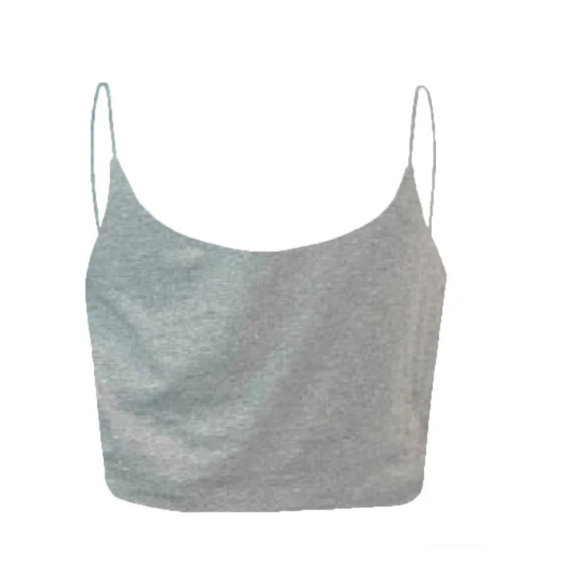 Hot Sale EU US Summer New Solid Color  Women Crop Top Backless Sleeveless Tank Top