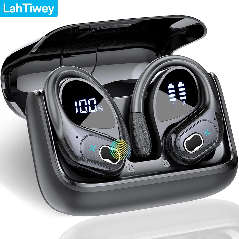 Sports Wireless Earbuds Bluetooth 5.4 TWS Wireless Headphones Waterproof Earhook Earphones with Deep Bass Noise Cancelling Mic