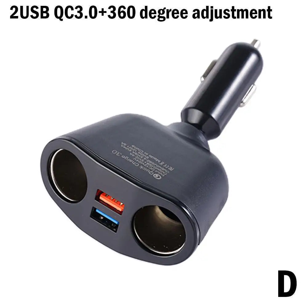 66W Fast Car Charger 12V-24V Socket Splitter Dual USB Type-C Car Charging Digital Display For Mobile Phone DVR Fast Charging