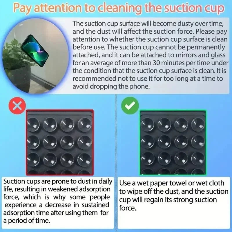 सिलिकॉन सक्शन फोन होल्डर मैट, मल्टीफंक्शनल सक्शन कप वॉल स्टैंड, स्क्वायर एंटी-स्लिप सिंगल-साइडेड केस माउंट बैक स्टिकर