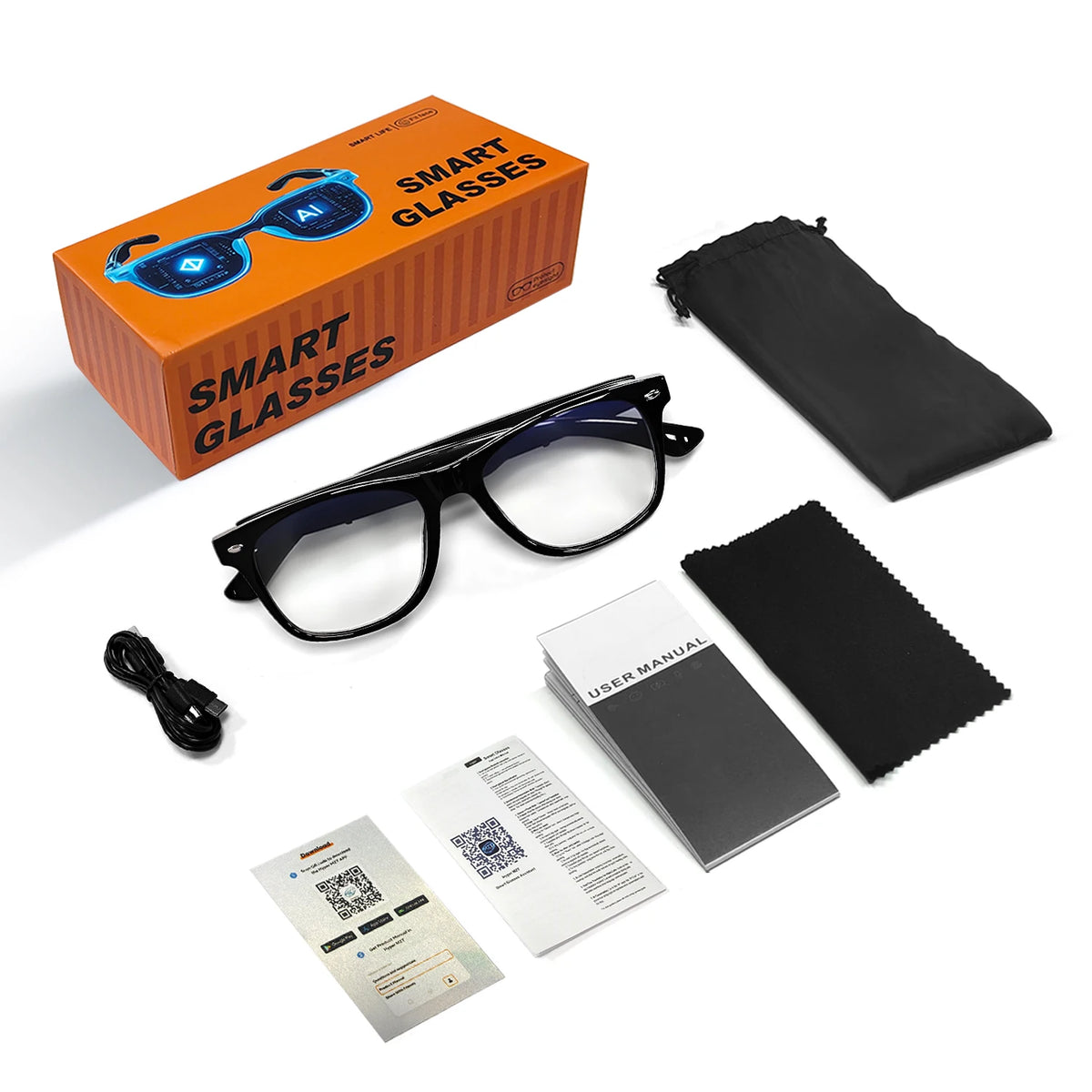 Smart Glasses AI translation 100+ Languages Make Receive Calls Music Calling Noise Reduction Light BT TWS Glasses Men Women