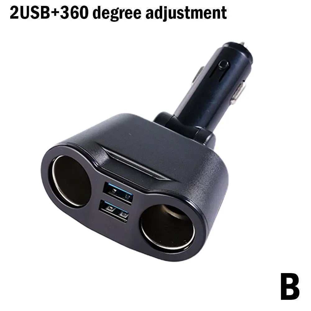 66W Fast Car Charger 12V-24V Socket Splitter Dual USB Type-C Car Charging Digital Display For Mobile Phone DVR Fast Charging