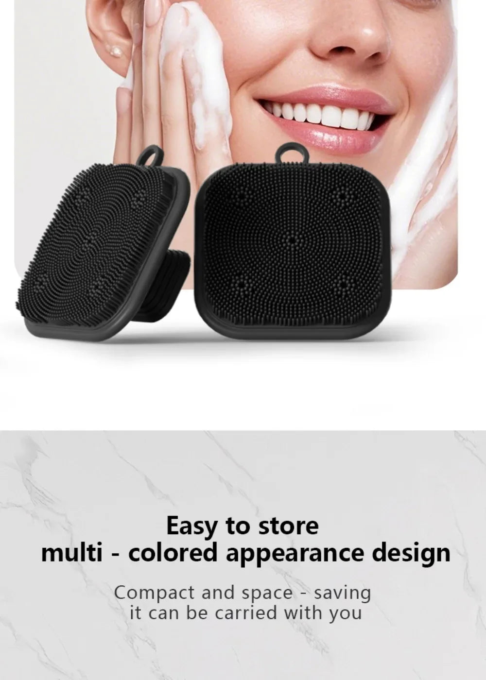 2-in-1 Men's Silicone Brush - Square Face & Beard Exfoliator, Travel-Size Deep Cleanser for Grooming Essentials