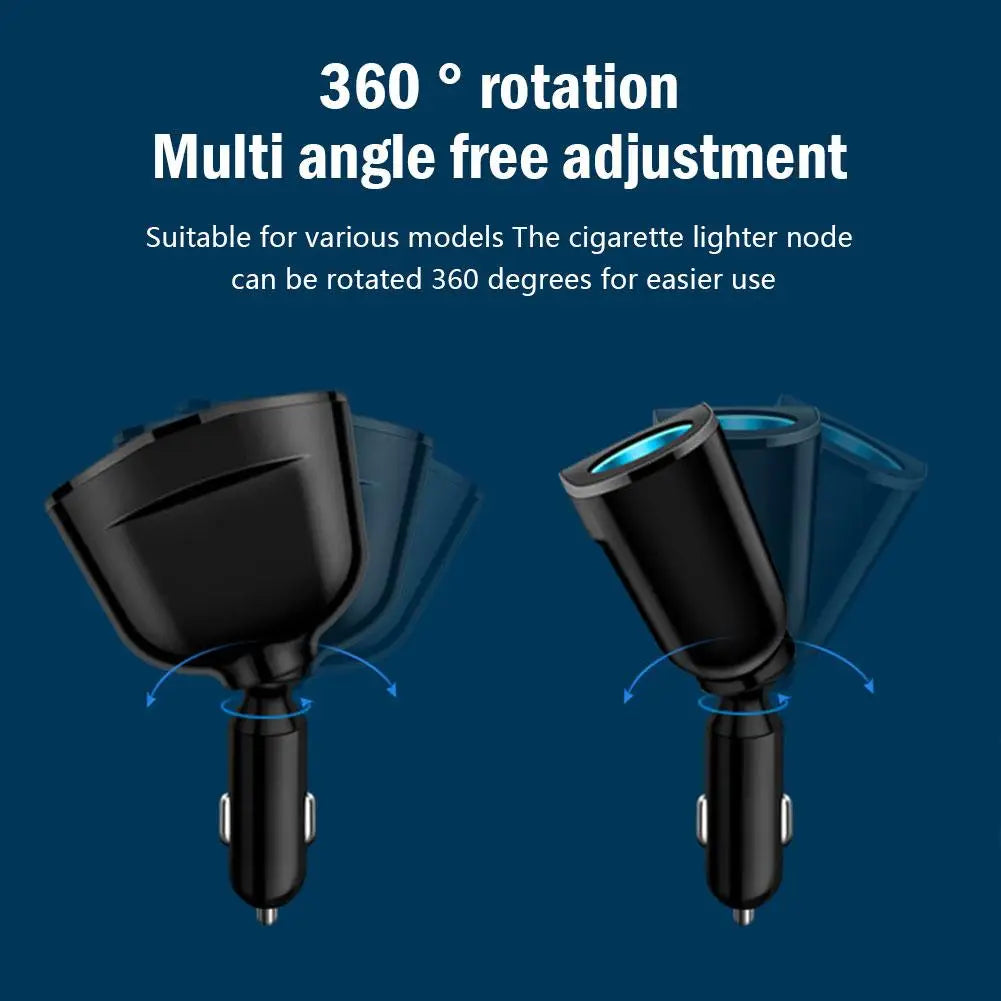 66W Fast Car Charger 12V-24V Socket Splitter Dual USB Type-C Car Charging Digital Display For Mobile Phone DVR Fast Charging