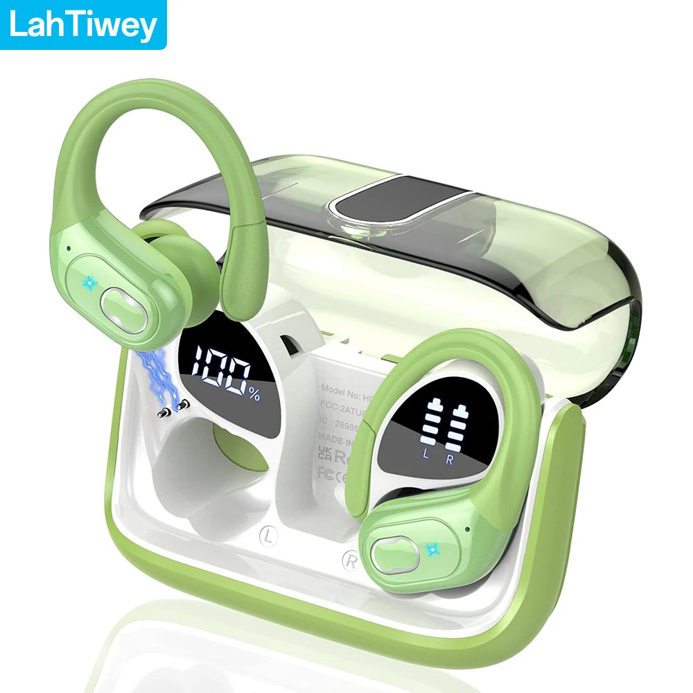 Sports Wireless Earbuds Bluetooth 5.4 TWS Wireless Headphones Waterproof Earhook Earphones with Deep Bass Noise Cancelling Mic