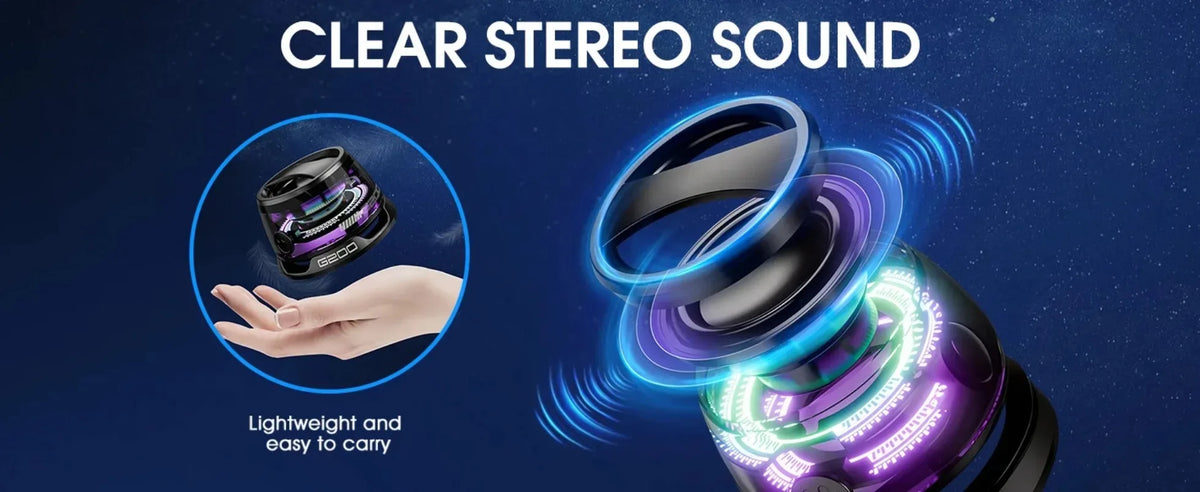 Mini Travel Stereo Speaker Outdoor Magnetic Bluetooth Speaker Wireless Portable with RGB Color Light and Phone Holder for IOS