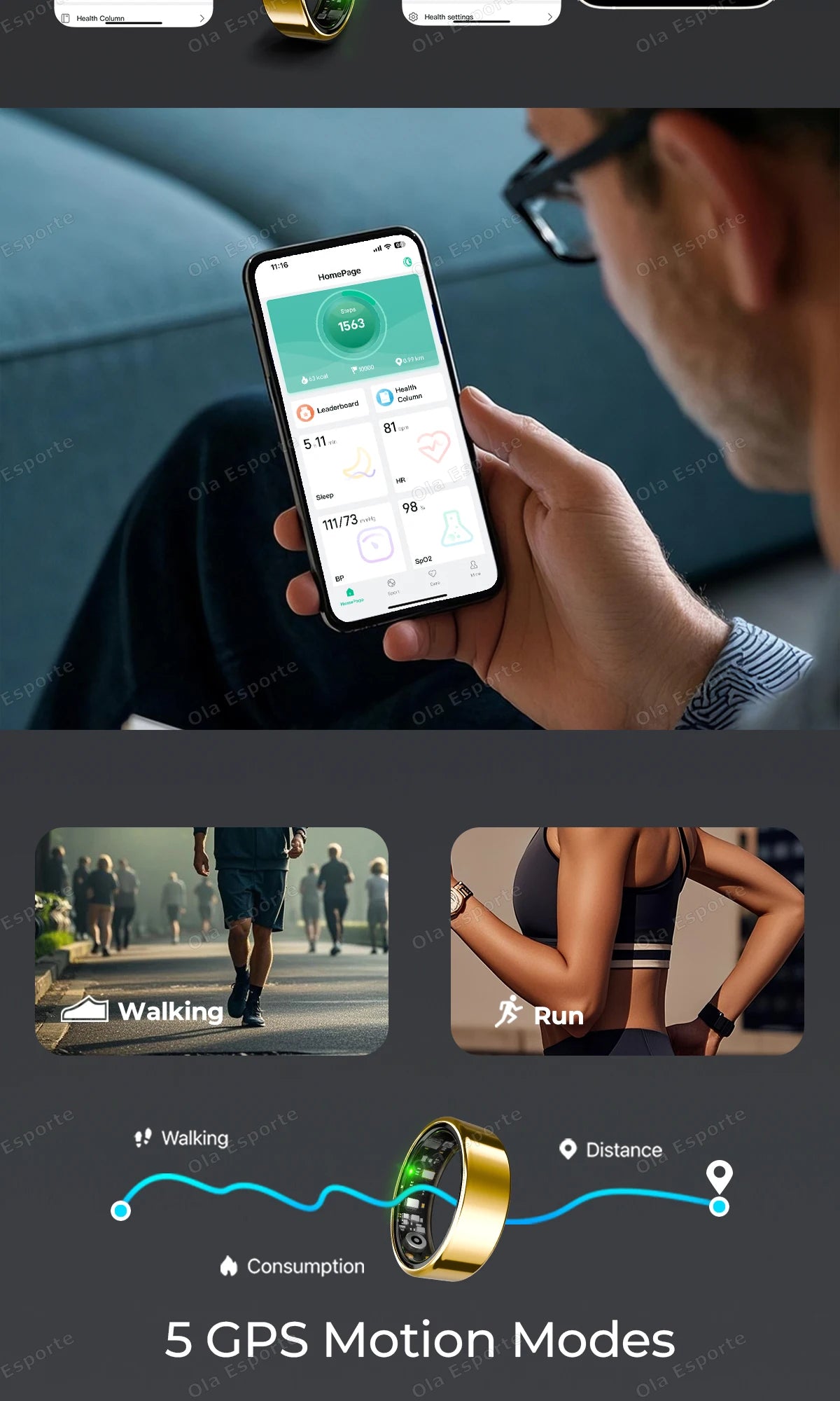 नया R09 स्मार्ट रिंग, पुरुषों और महिलाओं के लिए, चार्जिंग केस के साथ, हृदय गति, रक्त ऑक्सीजन और त्वचा के तापमान की निगरानी करता है, 5ATM वाटरप्रूफ है और Android और iOS के लिए उपयुक्त है।