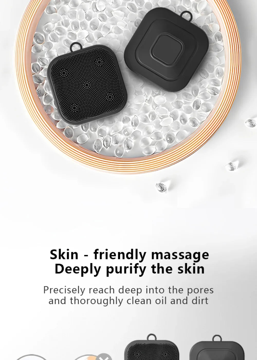 2-in-1 Men's Silicone Brush - Square Face & Beard Exfoliator, Travel-Size Deep Cleanser for Grooming Essentials