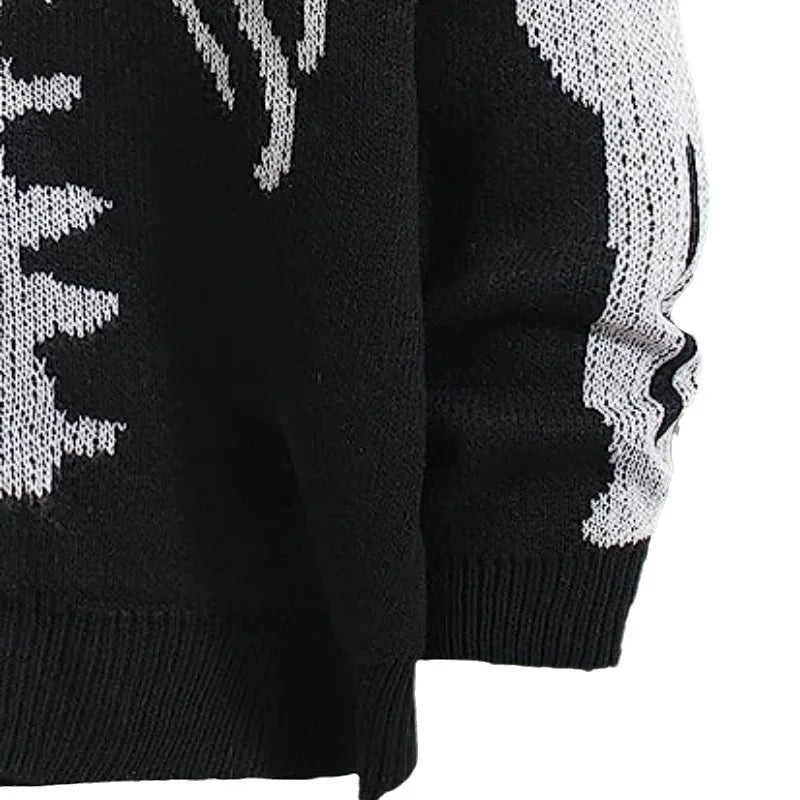 Autumn Winter Knit Sweater Coat 2026 Halloween Skull Knitted Cardigan Women Loose Female V Neck Coat Long Sleeve Tops Jacket