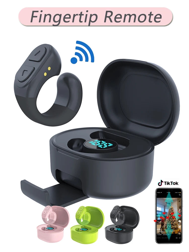 For Tiktok Fingertip Remote Scrolling Ring Wireless Camera Shutter Selfie Button Bluetooth 5.0 With Phone Stand For TIK Tok