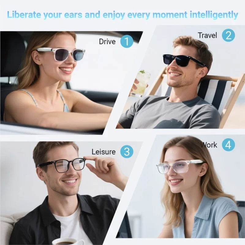 Smart Glasses AI translation 100+ Languages Make Receive Calls Music Calling Noise Reduction Light BT TWS Glasses Men Women