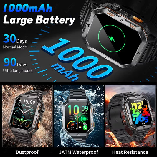 2025 New Rugged Military GPS Smart Watch Men For Xiaomi Bluetooth Call Health Monitoring AI Voice Sports Waterproof Smartwatches