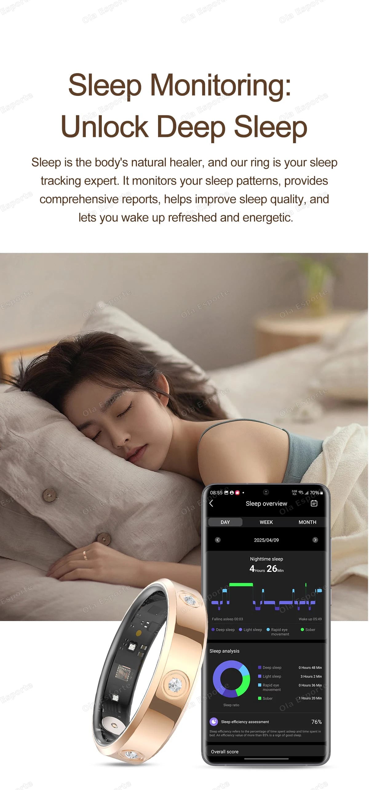 2025 स्मार्ट रिंग, महिलाओं और पुरुषों के लिए, बेहद पतली 6.3 मिमी हार्ट रेट हेल्थ स्ट्रेस मापन मॉनिटर, IP68 वाटरप्रूफ, फैशनेबल स्पोर्ट्स रिंग।