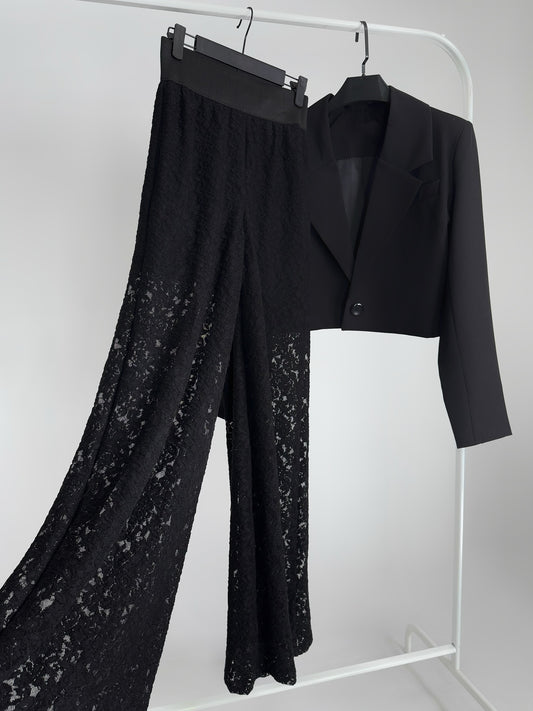 High Waist Lace Wide Leg Pants