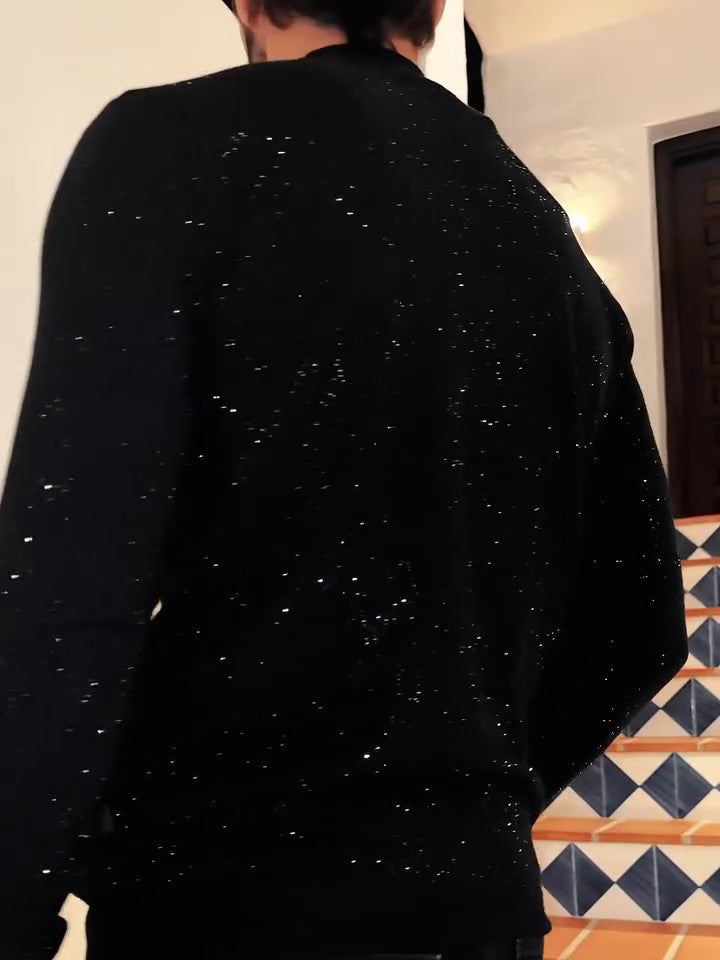 قميص رجالي أنيق بأكمام طويلة مزين بالترتر