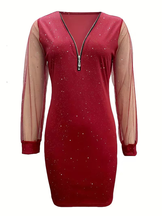 Women's V-neck Sparkling Dress