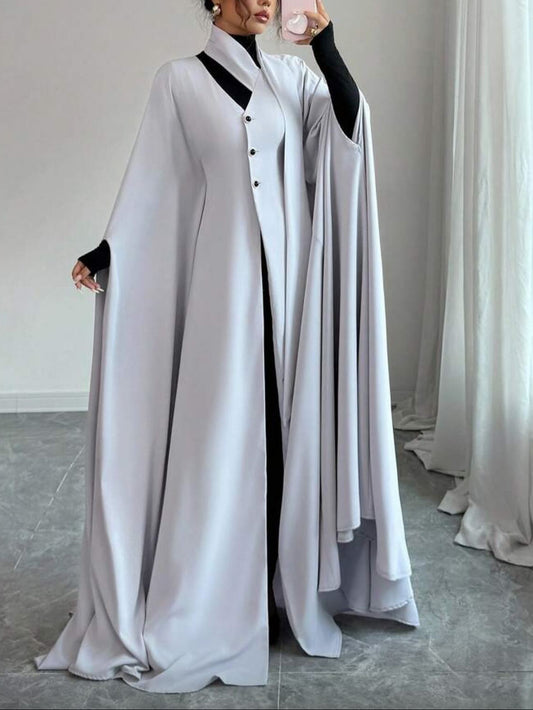 Light Grey Longline Cloak Dress