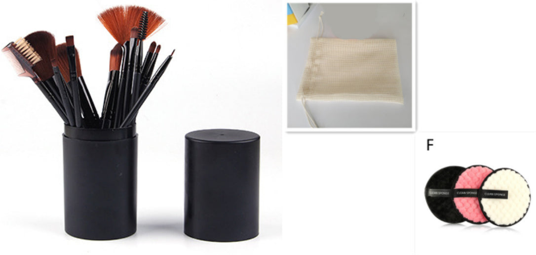 مجموعة فرش مكياج مكونة من 12 قطعة: فرشاة أحمر الخدود، فرشاة ظلال العيون، فرشاة الرموش، فرشاة تحديد الرموش