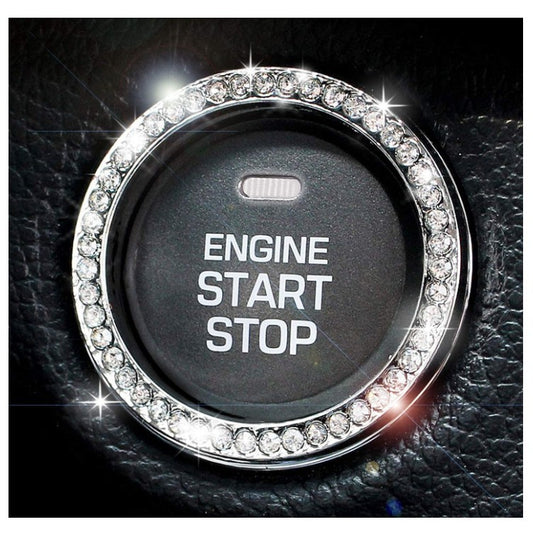 Car Diamond-embedded One-click Start Decorative Ring Car Interior Stickers Car Ignition Start Decorative Ring Diamond-embedded