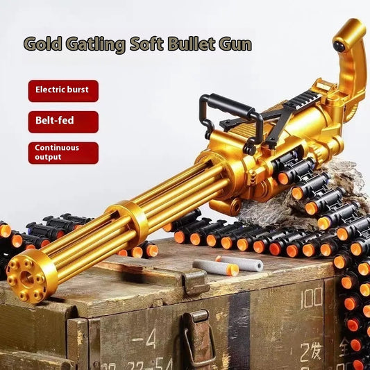 60CM Electric Continuous Hair Gold Gatling Children Toy Gun