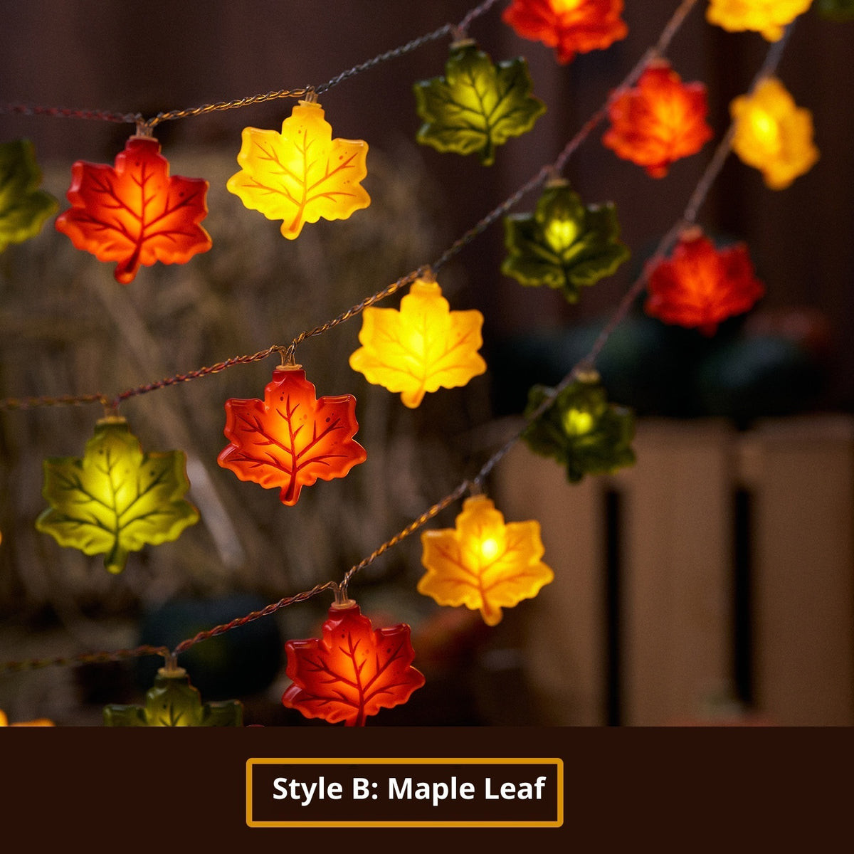 Creative Holiday Decoration LED Maple Leaf Pumpkin Lighting Chain