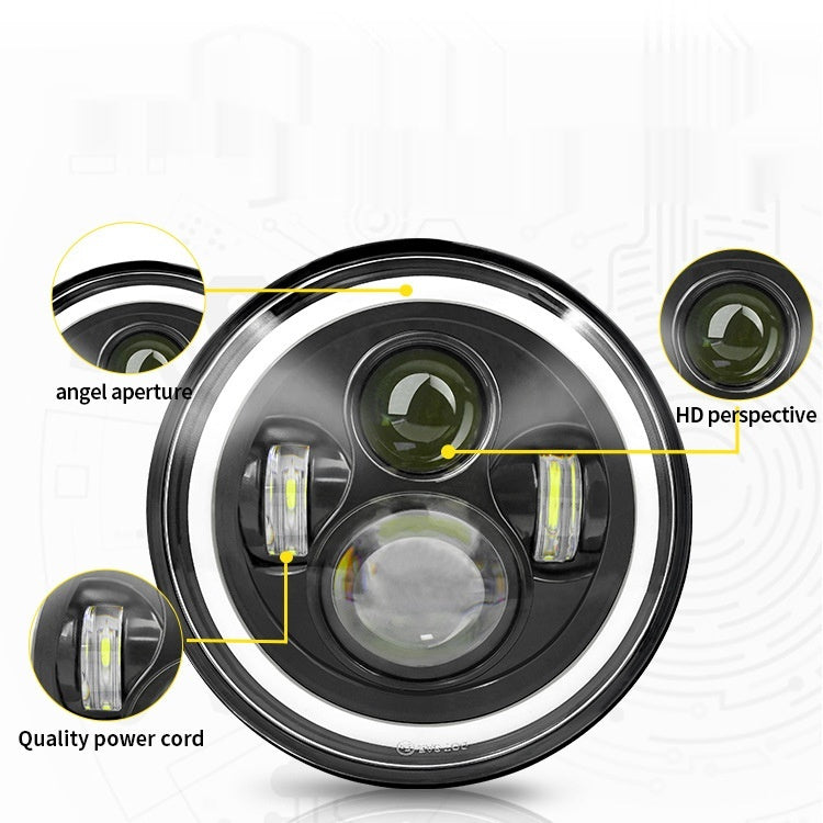 مصباح عمل LED معدل مقاس 7 بوصات بتقنية RGB Angel Eye بقدرة 50 واط للسيارات الكبيرة